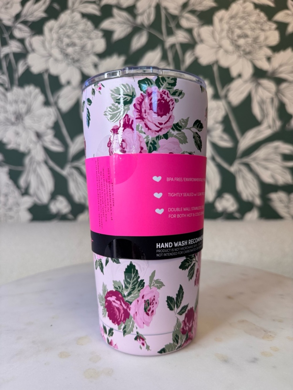 Betsey Johnson Pink Floral Stainless Steel Insulated Tumbler - Picture 2 of 2